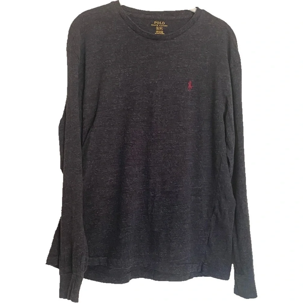 Polo Ralph Lauren Long Sleeve T-Shirt Top Size S Gray Pony Logo Preppy Casual